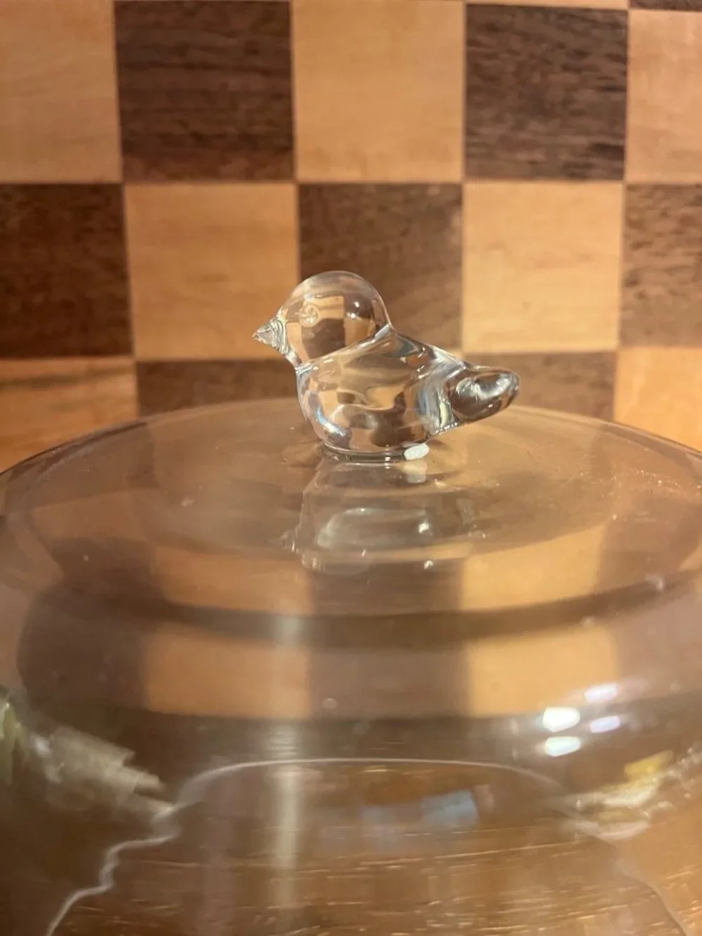 Clear Glass Cloche with Bird Handle A810